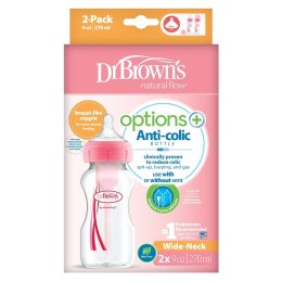 Dr.Browns Butelka szeroka szyjka 270 ml PP OPTIONS PLUS 2 PAK różowy