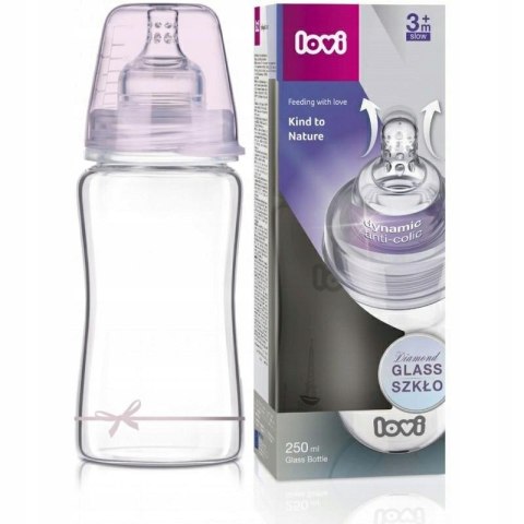 LOVI Butelka szklana Diamond Glass 250 ml Baby Shower girl