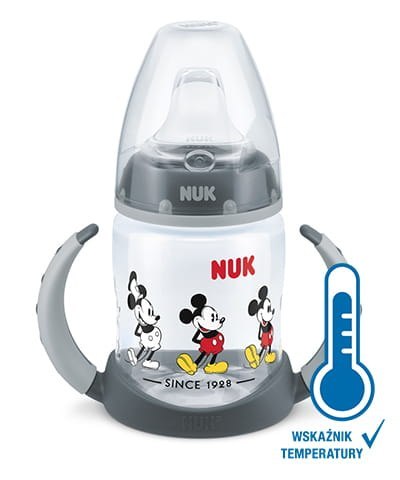 NUK Butelka FC 150 ml z uchwytami i wskaźnikiem temperatury DISNEY MYSZKA MIKI ustn.sil.niek.