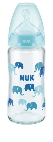 NUK Butelka FC+ szklana 240 ml ze wskaźnikiem temperatury smoczek silikonowy 0-6m