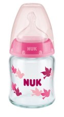 NUK Butelka FC+ szklana 120ml ze wskaźnikiem temperatury smoczek silikonowy 0-6m