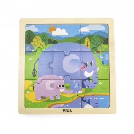 Viga Drewniane puzzle Słoń 9 elem.