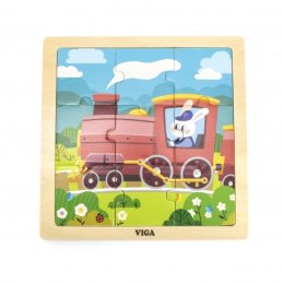 Viga Drewniane Puzzle 9elem. Pociąg