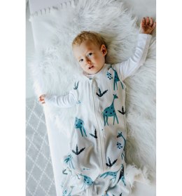 Śpiworek Bambusowy do spania dla dzieci light TOG-0,5 - Niebieskie Żyrafy