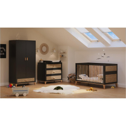 THEOBEBE - łóżeczko niemowlęce NAMI black&beige 140x70cm